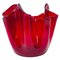Rote Mid-Century Modern Vase mit Taschentuch-Motiv von Fulvio Bianconi für Venini, 1950er 1