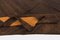 Flach Gestreifter Mid-Century Modern Kelim Teppich mit Braunem und Senffarbenem Muster 6