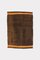 Flach Gestreifter Mid-Century Modern Kelim Teppich mit Braunem und Senffarbenem Muster 1