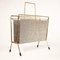 Vintage Brass and Fabric Magazine Rack, 1970s, Image 1