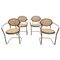 Italian Tubular and Caning Chairs, 1970s, Set of 4 1