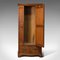 Antique English Victorian Pitch Pine Wardrobe with Dressing Mirror, 1900, Image 3