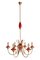 Mid-Century Italian Red Murano Glass Chandelier in the Style of Gio Ponti, 1950s, Image 1