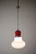 Lámpara colgante italiana era espacial con cristal de Murano rojo de Mazzega, años 70, Imagen 5