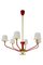 Mid-Century Italian Red and Gold 6-Light Chandelier from Stilnovo, 1950s 1