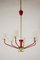 Mid-Century Italian Red and Gold 6-Light Chandelier from Stilnovo, 1950s, Image 11