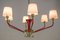 Mid-Century Italian Red and Gold 6-Light Chandelier from Stilnovo, 1950s, Image 5