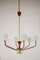 Mid-Century Italian Red and Gold 6-Light Chandelier from Stilnovo, 1950s, Image 4