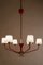 Mid-Century Italian Red and Gold 6-Light Chandelier from Stilnovo, 1950s, Image 3