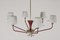 Mid-Century Italian Red and Gold 6-Light Chandelier from Stilnovo, 1950s, Image 2