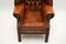 Child-Size Antique Leather & Mahogany Wing Back Armchair 6