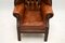 Child-Size Antique Leather & Mahogany Wing Back Armchair, Image 6