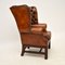 Child-Size Antique Leather & Mahogany Wing Back Armchair 8