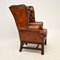 Child-Size Antique Leather & Mahogany Wing Back Armchair, Image 8