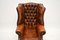 Child-Size Antique Leather & Mahogany Wing Back Armchair 4