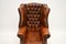Child-Size Antique Leather & Mahogany Wing Back Armchair, Image 4