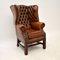 Child-Size Antique Leather & Mahogany Wing Back Armchair 1