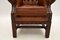 Child-Size Antique Leather & Mahogany Wing Back Armchair, Image 5
