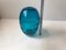Ovoid Turquoise Glass Vase with Optical Stripes by Holmegaard, 1950s, Image 6