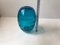 Vase Ovoïde Turquoise en Verre avec Rayures Optiques par Holmegaard, 1950s 6