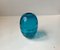 Ovoid Turquoise Glass Vase with Optical Stripes by Holmegaard, 1950s 1