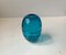 Vase Ovoïde Turquoise en Verre avec Rayures Optiques par Holmegaard, 1950s 1