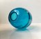 Ovoid Turquoise Glass Vase with Optical Stripes by Holmegaard, 1950s, Image 4