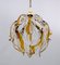 Mid-Century Modern Pendant Lamp in Amber Murano Glass and Brass, Italy, 1970s 3