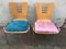 Metal and Wood Stackable Chairs with New Upholstery, 1990s, Set of 2 1