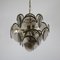 Lámpara de araña con estructura de metal niquelado y vidrios tintados, Imagen 9