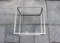 Mesa cuadrada con marco de metal niquelado y superficies de vidrio, años 70, Imagen 3