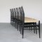 Lacquered Ash Chairs with Straw Seats by Gio Ponti, Set of 6, Image 10
