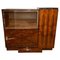 Art Deco Bar Sideboard in Walnut Veneer & Nickel with Glass Door, France, 1930s 1