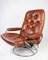 Danish Lounge Chair in Red Leather with Metal Frame, 1960s, Image 2