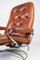 Danish Lounge Chair in Red Leather with Metal Frame, 1960s, Image 3