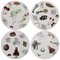 Plates in Hand-Painted Porcelain from Fornasetti, Milano, 1980s, Set of 4 1