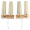 Scandinavian Double Brass Wall Lamps with Glass Shades, Set of 2 1