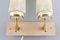 Scandinavian Double Brass Wall Lamps with Glass Shades, Set of 2, Image 6
