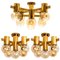 Brass and Glass Light Fixtures in the Style of Jakobsson, 1960s, Set of 3 1