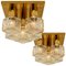 Flush Mount Light or Sconce in Brass and Ice Glass from Kalmar, 1970s, Image 1