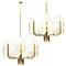 Large Glass Leaves Brass Chandelier by Carl Fagerlund for Orrefors, Set of 2, Image 1