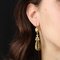 French 19th Century Citrine Black Enamel 18 Karat Yellow Gold Dangle Earrings, Set of 2 2