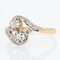 French Diamond 18 Karat Yellow Gold Platinum You and Me Ring, 1910s 6