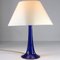 Lámpara de mesa de vidrio cobalto, años 60, Imagen 8