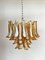 Vintage Italian Murano Chandelier with 36 Lattimo Amber Glass Petals from Mazzega, 1988, Image 1