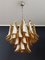 Vintage Italian Murano Chandelier with 36 Lattimo Amber Glass Petals from Mazzega, 1988, Image 4