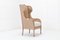 19th Century French Carved Wood Wing Chair, Image 1