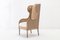 19th Century French Carved Wood Wing Chair 7