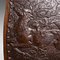 Antique Edwardian Arts and Crafts Embossed Fireplace Screen in Oak & Leather 11