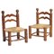 Wicker and Oak Chairs by Charles Dudouyt, 1940s, Set of 2 1